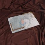 White Marble Rectangular Home Decor Dresser Metal Serving Marble Tray -