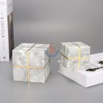 White Marble Cube Sculpture Home Decoration -