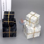 White Marble Cube Sculpture Home Decoration -