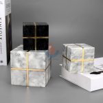 White Marble Cube Sculpture Home Decoration -