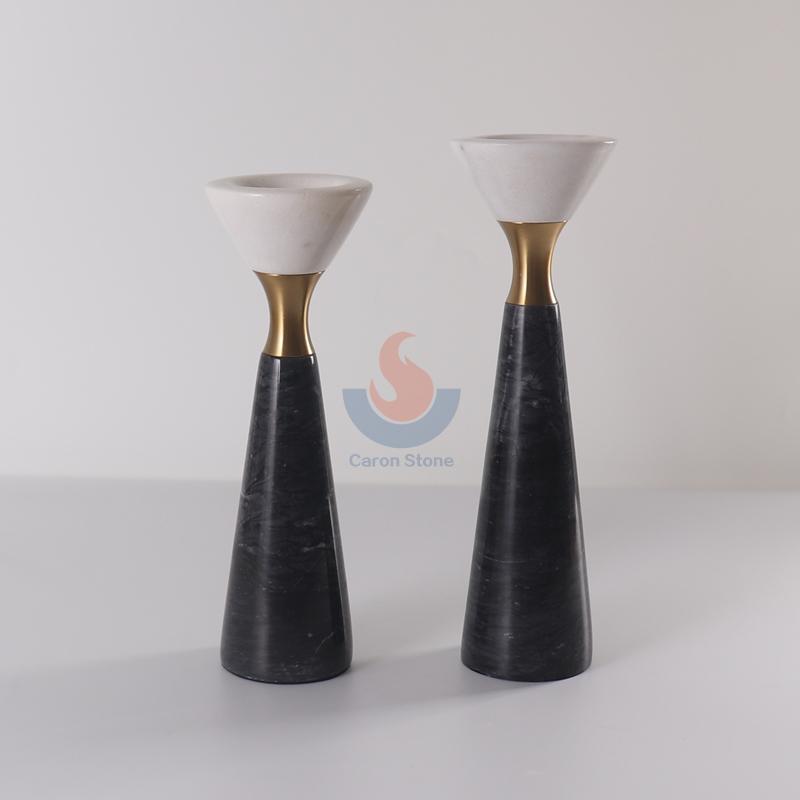 Simple Modern Candlestick Nordic Neoclassical Black Marble candle holders wedding centerpieces lantern kandelaar Home Decor