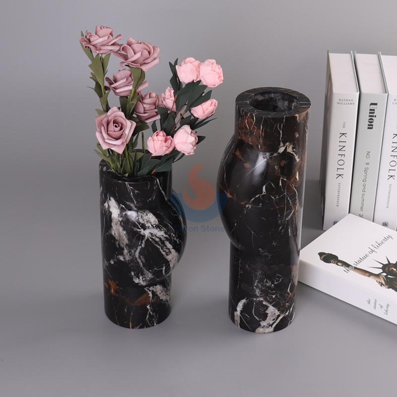 Black Marble Simple Modern Candlestick Nordic Neoclassical Black Marble candle holders wedding centerpieces lantern kandelaar Home Decor