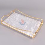 Nodic White Marble Rectangular Home Decor Dresser Metal Serving Marble Tray -