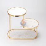 LUXURY NATURAL MARBLE PLATING GOLD 3LAYER COSMETICS BATHROOM STORAGE RACK HOME ACCESSORIES -