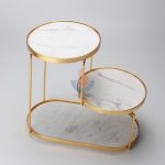 LUXURY NATURAL MARBLE PLATING GOLD 3LAYER COSMETICS BATHROOM STORAGE RACK HOME ACCESSORIES -