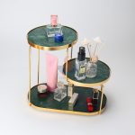 LUXURY NATURAL GREEN MARBLE PLATING GOLD 3LAYER COSMETICS BATHROOM STORAGE RACK HOME ACCESSORIES -