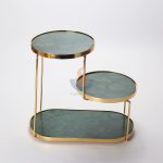 LUXURY NATURAL GREEN MARBLE PLATING GOLD 3LAYER COSMETICS BATHROOM STORAGE RACK HOME ACCESSORIES -
