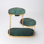 LUXURY NATURAL GREEN MARBLE PLATING GOLD 3LAYER COSMETICS BATHROOM STORAGE RACK HOME ACCESSORIES -