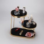 LUXURY NATURAL BLACK MARBLE PLATING GOLD 3LAYER COSMETICS BATHROOM STORAGE RACK HOME ACCESSORIES -