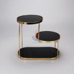 LUXURY NATURAL BLACK MARBLE PLATING GOLD 3LAYER COSMETICS BATHROOM STORAGE RACK HOME ACCESSORIES -