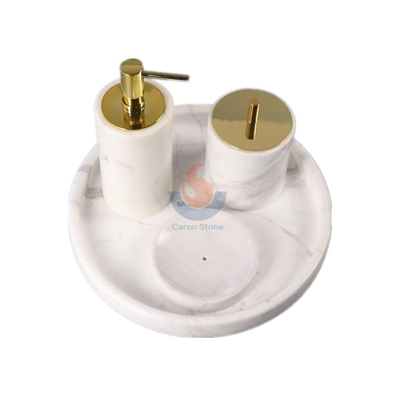 White Natural real Marble stone Bath Accessories