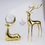 Luxury Golden Metal Deer Decoration Office Wine Cabinet Living Room Crafts Ins Gifts -
