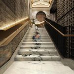 Chinese Panda White Marble Stairs Case -