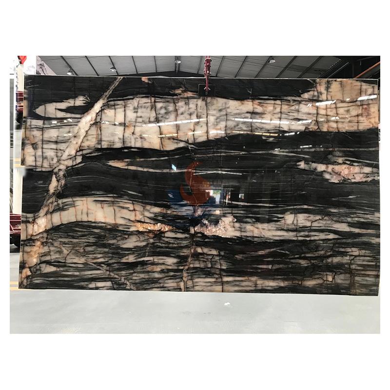 Factory Supply Translucent Brazilian Natural Stone Black Quartzite Big Slabs