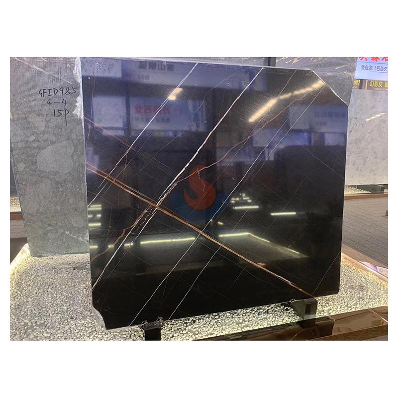 Tunisian Nero Sahara  Black Marble St.Laurent  Gold Marble Stone Floor Tile