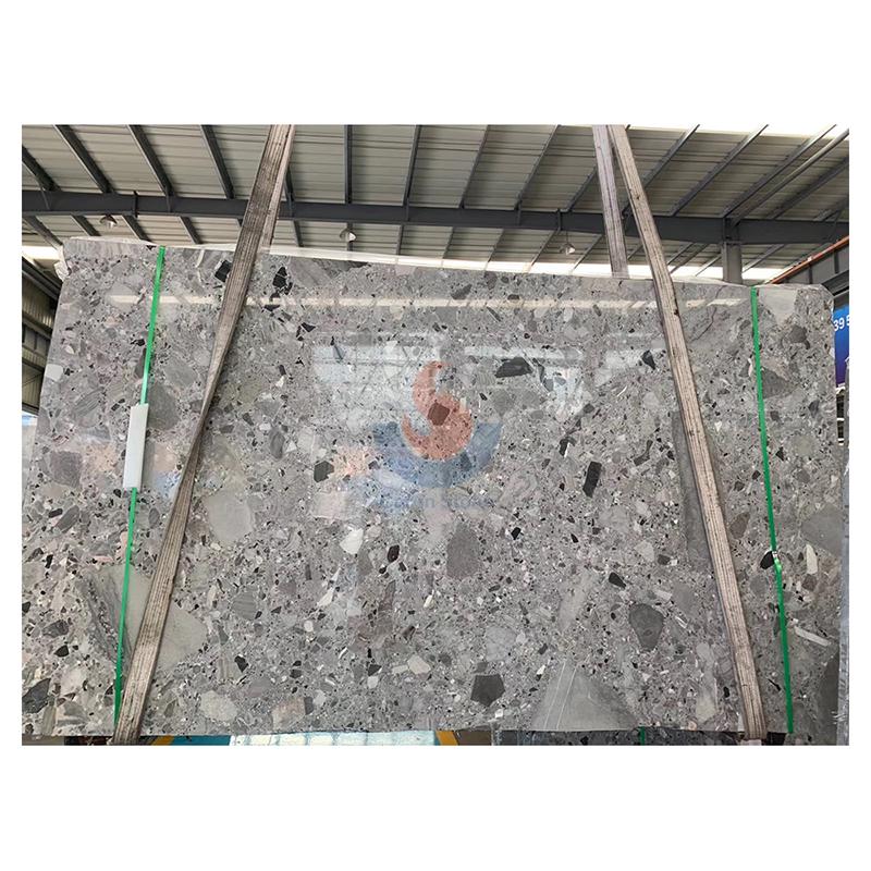 Natural Terrazzo Fossil Grey  Marble  Big Slab Engineered Size Marble