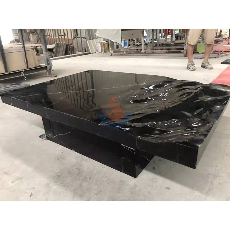 3D wave Liquid marble stone coffee table