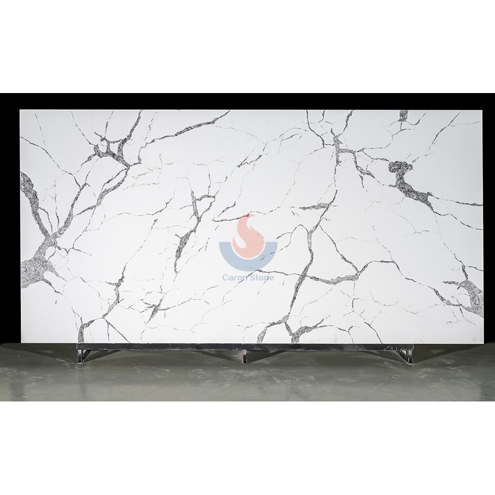 Chinese Good Quality Calacatta White Artificial Quartz Stone Slabs M2 Price for Ktchen Countertop