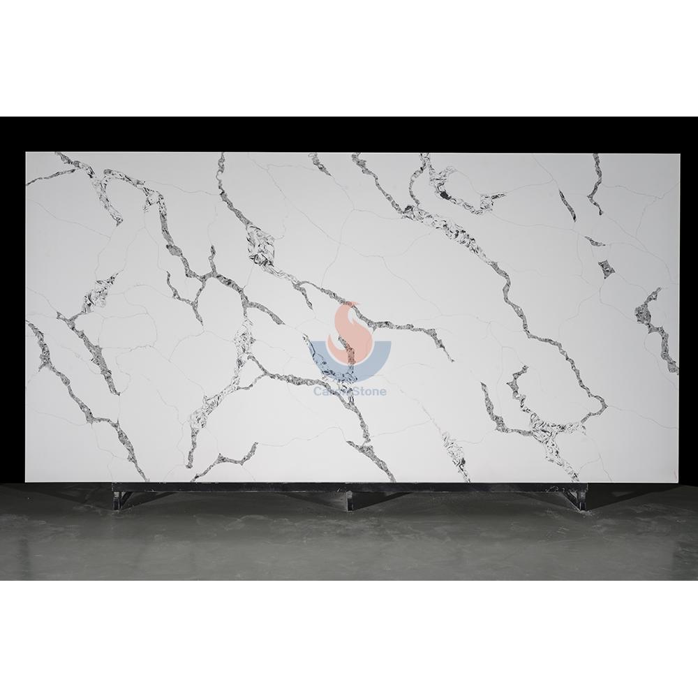Artificial calacatta white quartz stone kitchen countertop