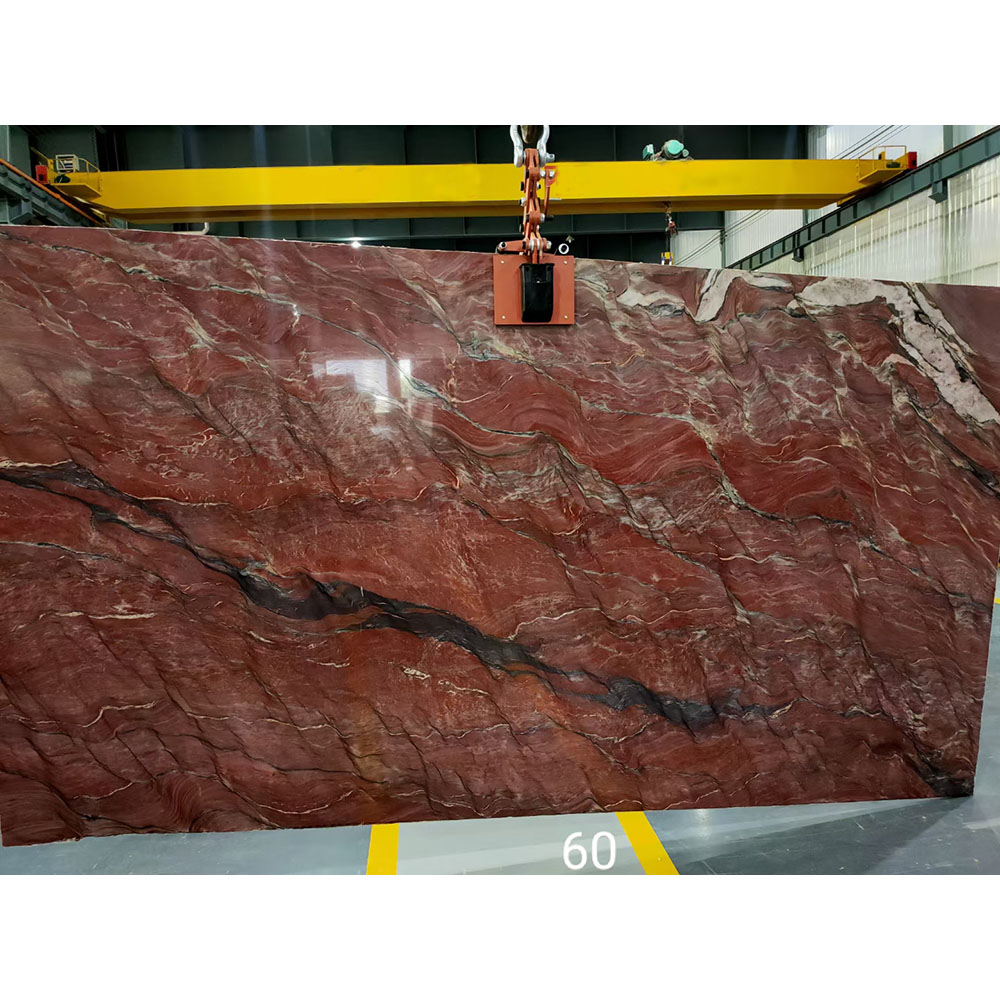 Red Fusion Mirage Revolution Wave quartzite slab