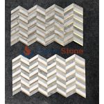 Light Grey And White Marble With Brass Mosaic Tile -