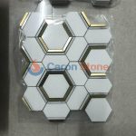 Marble With Gold Metal Mosaic Tile -
