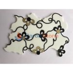 White Black Marble With Gold Brass Mosaic Tile -