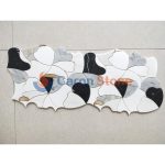 Black And White Marble With Brass Flower New Design Mosaic Tile -