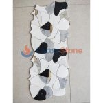 Black And White Marble With Brass Flower New Design Mosaic Tile -