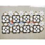 New Design White And Black Marble With Gold Metal Mosaic -