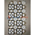 New Design White And Black Marble With Gold Metal Mosaic -