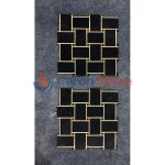 Black Marble With Gold Brass Brick Mosaic Subway -