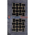 Black Marble With Gold Brass Brick Mosaic Subway -