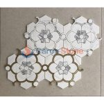 Grey And White Marble Mosaic With Metal -