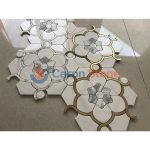 Grey And White Marble Mosaic With Metal -