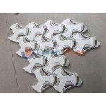 Carrara White And Grey Marble Mosaic With Brass -