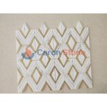 White Marble With Brass Waterjet Mosaic -