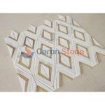 White Marble With Brass Waterjet Mosaic -