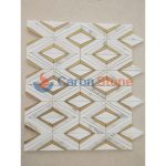 White Marble With Brass Waterjet Mosaic -