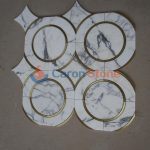 Calacatta Marble With Brass Waterjet Mosaic -