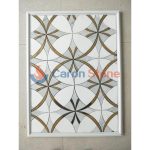 Thassos And Carrara Marble With Genuine Brass Inlay Mosaic Ring Tile -