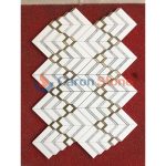 Pure White Marble With Brass Herringbone Mosaic Tile -