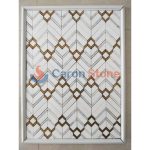 Pure White Marble With Brass Herringbone Mosaic Tile -