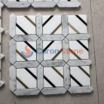 White And Black Marble Mosaic With Gold Metal Mosaic Wall Tile -