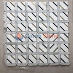 White And Black Marble Mosaic With Gold Metal Mosaic Wall Tile -