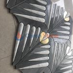 Dark Grey Marble And White Marble Mosaic Inlay Metal Art Tile -