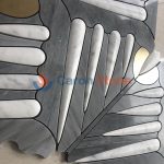 Dark Grey Marble And White Marble Mosaic Inlay Metal Art Tile -