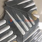 Dark Grey Marble And White Marble Mosaic Inlay Metal Art Tile -