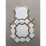 Thassos White Inlay Gold Brass Marble Waterjet Mosaic -