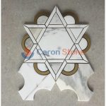 Carrara White Marble Mosaic Inlay Brass Pentagon Design -